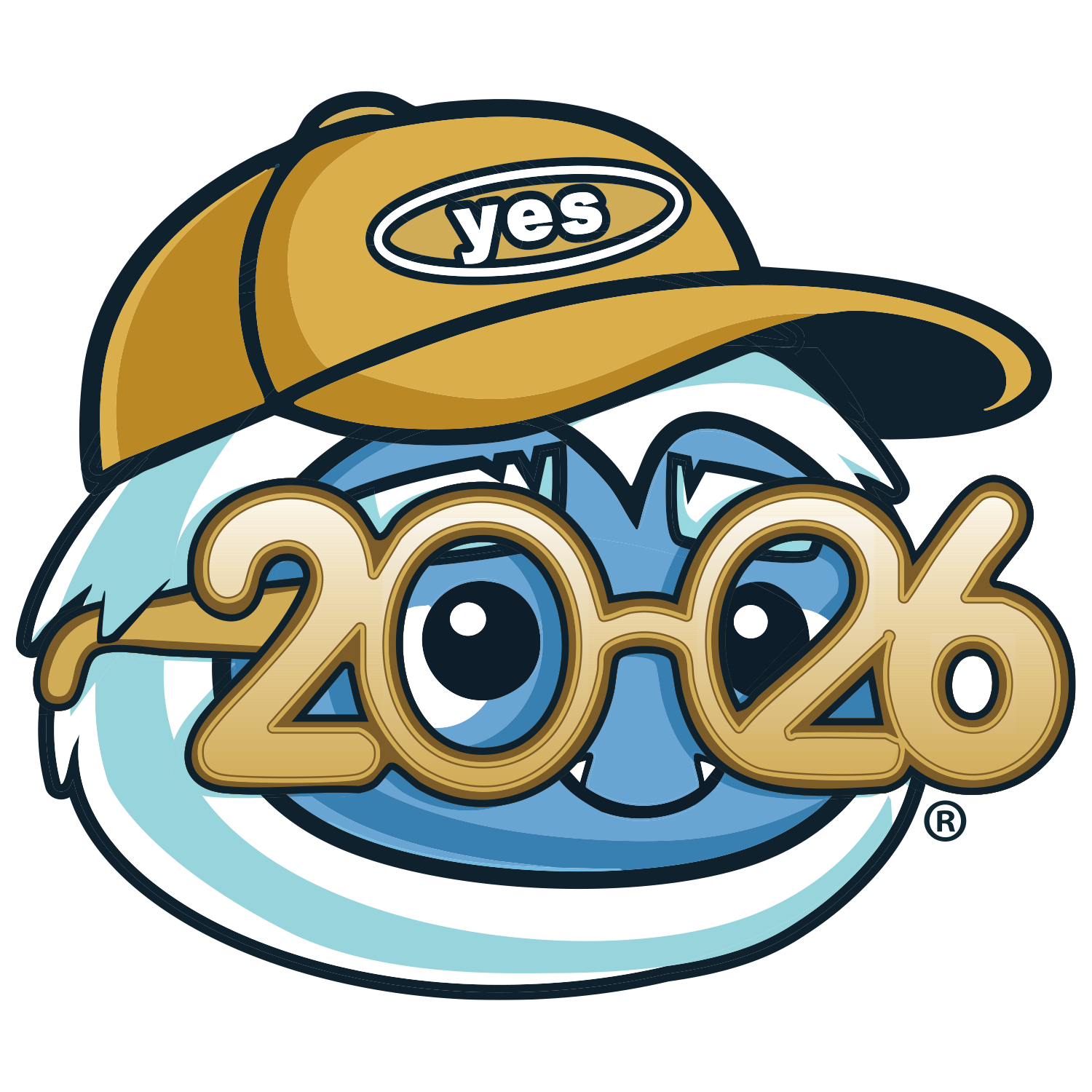 Cartoon yeti with glasses and cap