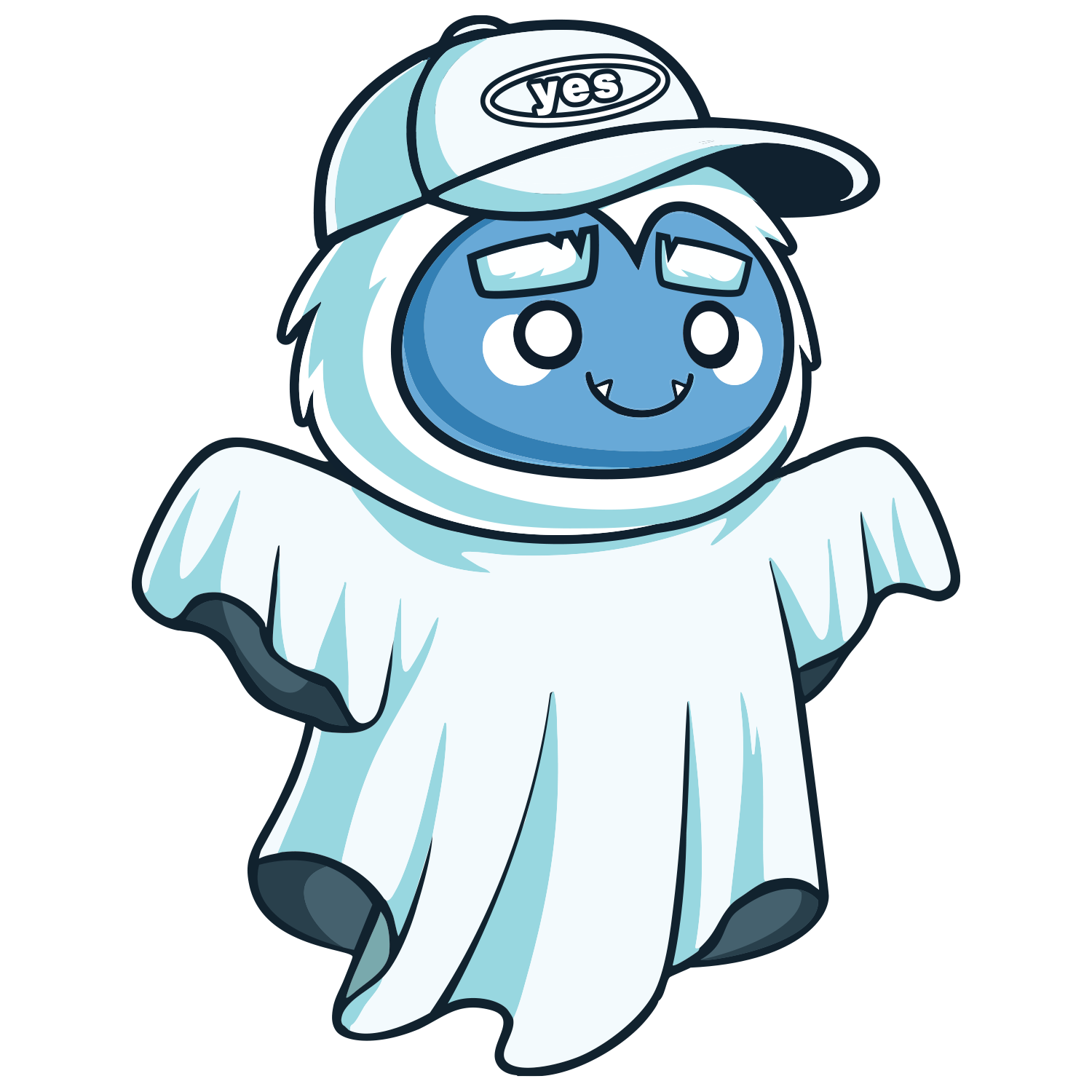 Cute ghost wearing a cap.