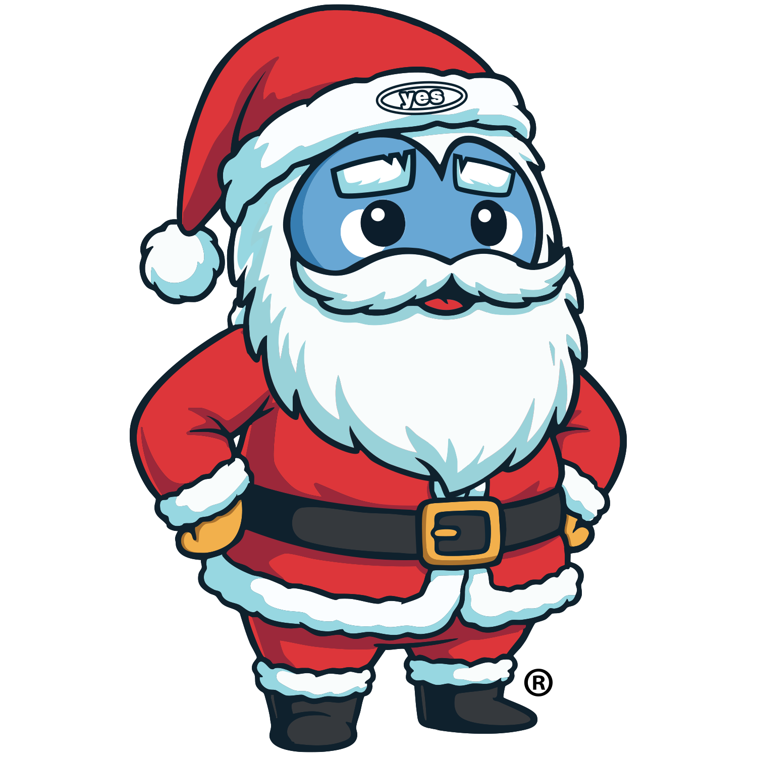 Yeti dressed as Santa Claus