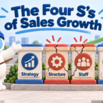 Cute character promoting sales growth concepts